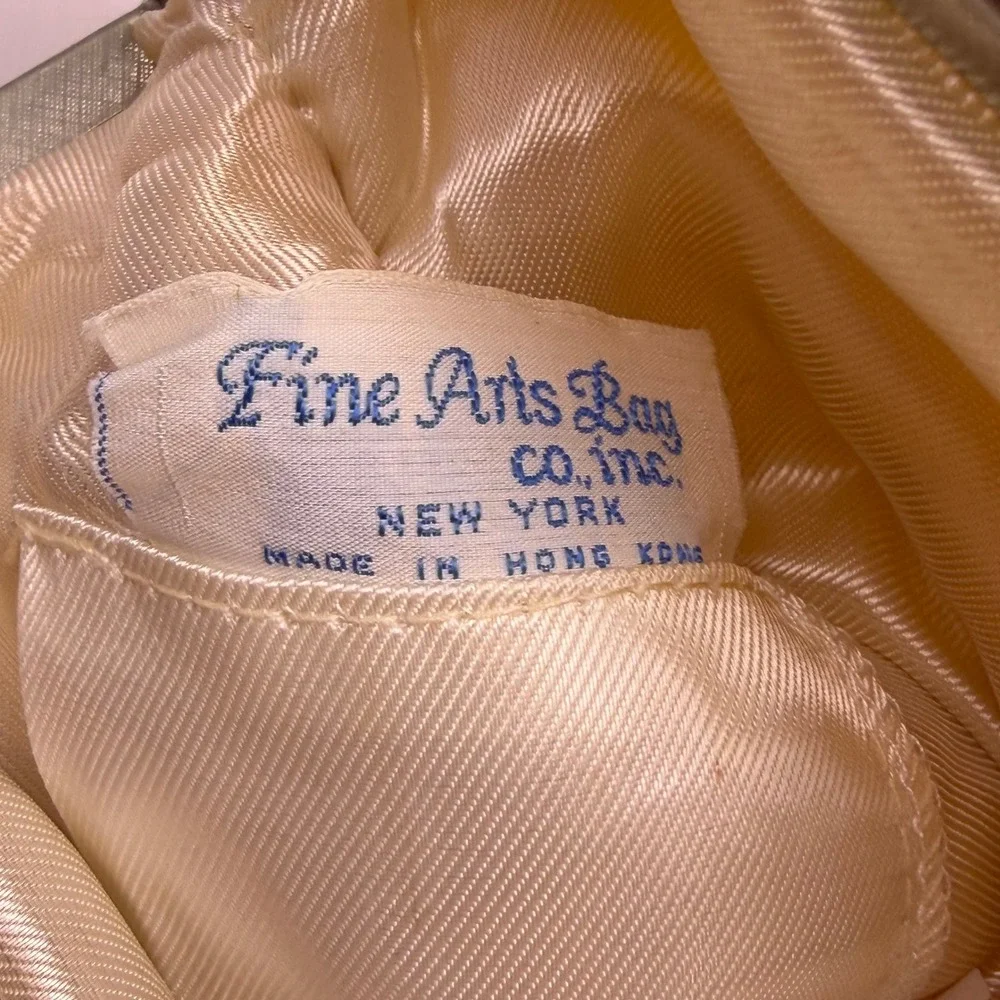 Fine Arts Bag Co Vintage Beaded Bridal Women Evening Clutch Cream Faux Pearl